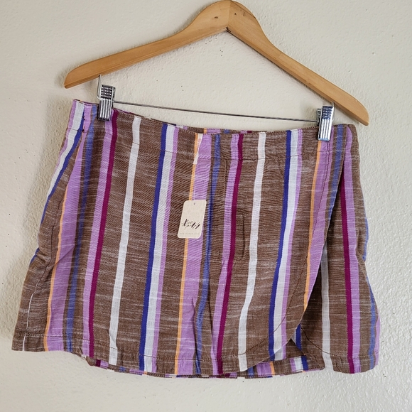 Free People Catalina Stripe Skort Brown/purple/ White Cotton Skort Mini NWT. - Picture 10 of 12
